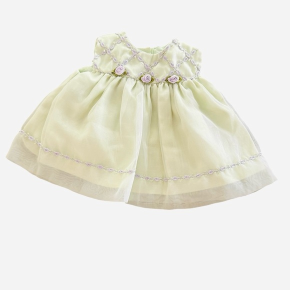 VTG Bryan & Co Green Lavender Dress Floral Tutu Sleeveless Baby Girl 0-3M - Picture 1 of 5